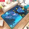 Cute Starry Night Black Fox Area Rug Non Slip Soft Floor Mat For Living Room Entryway Bathroom Decor Washable Doormat