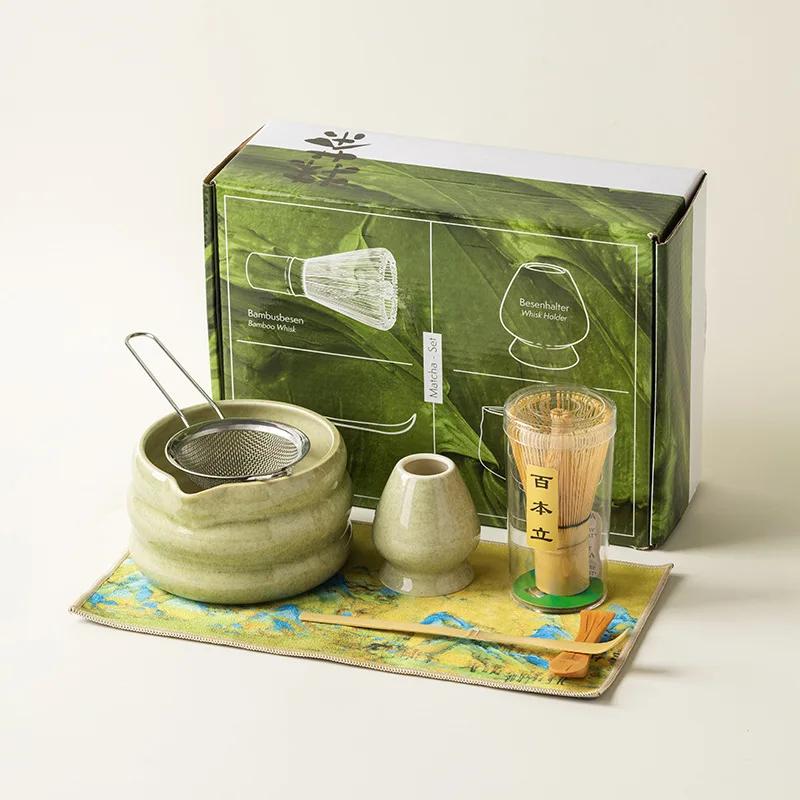 4-7 buc Set de ceai Matcha lucrat manual pentru acasă, ușor de curățat, suport pentru unelte, kit, bol, tel, linguriță, cadou, ceremonie, accesorii tradiționale japoneze