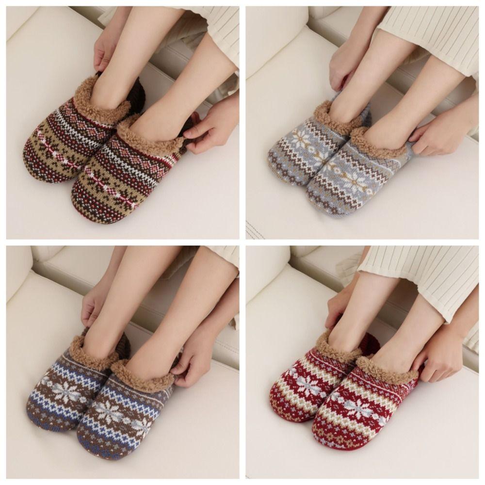 Anti-slip Winter Floor Socks Knitted Fleece Sleeping Socks Fashion Thicken Plush Socks  Women