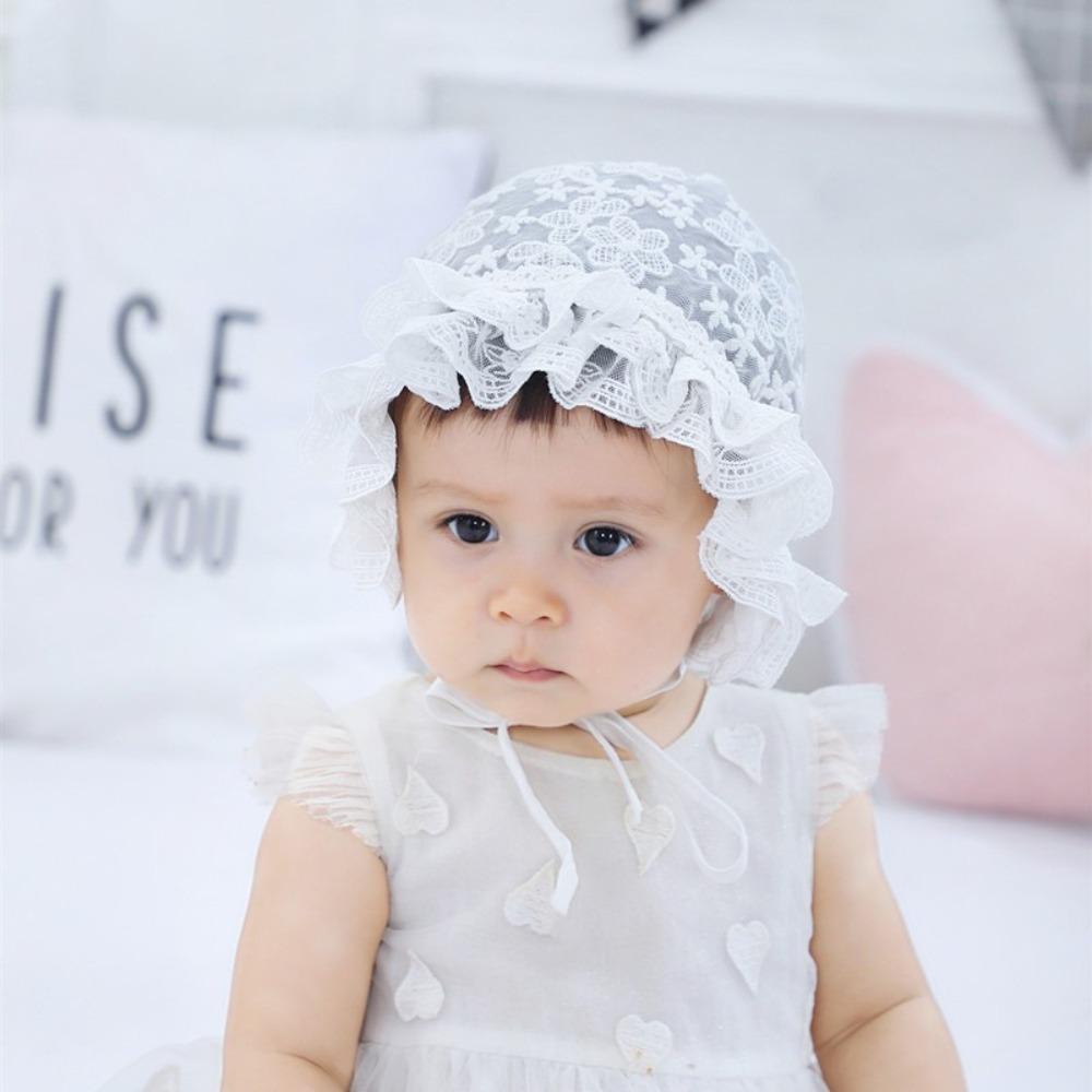 Princess Lace Ruffle Hat Flower Girl Sunhat Breathable Baby Lace Hat  Infant Girls