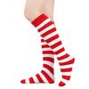 Women Striped Knee-high Socks Colorful Stretchy Knee-length Socks Ribbed Leg Warmers for Costume Party Street Daily Wear