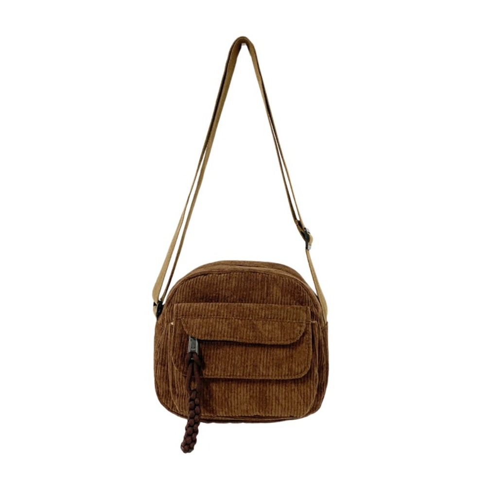 Large Capacity Corduroy Crossbody Bag Solid Color Small Message Bag  Lady/Girls коричневый