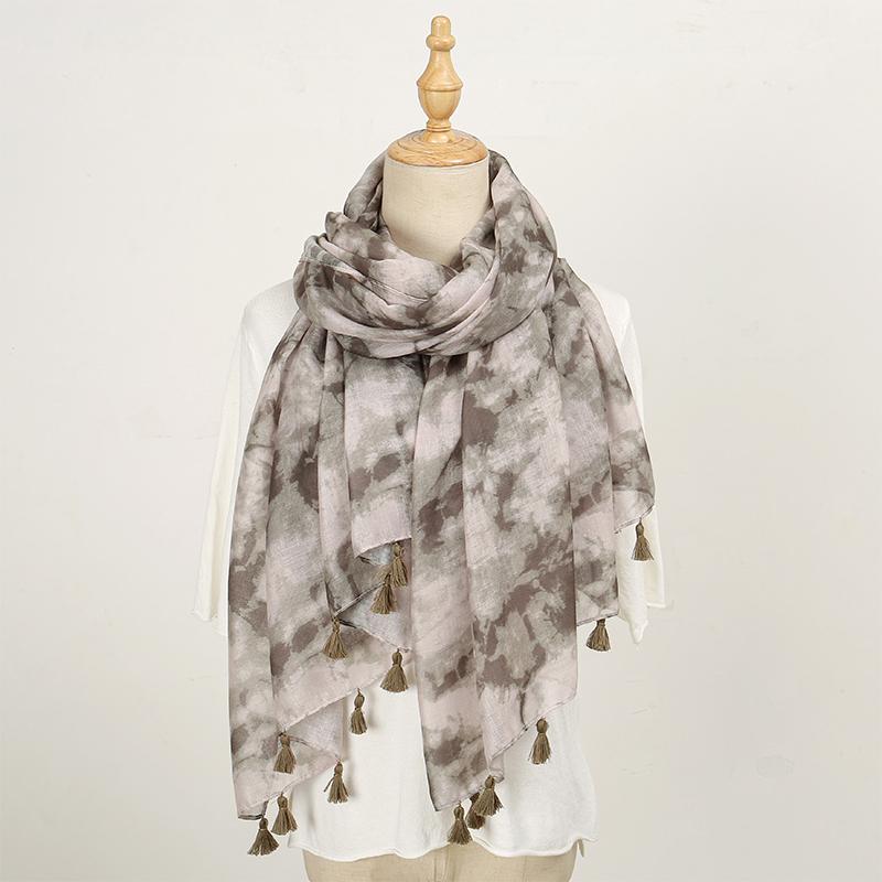 Elegant Floral Printed Hijab Cotton Viscose Tassel Shawl For Woman Fashion Beach Long Scarf Ladies Flower Headscarf 180*90cm