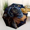 Elegant Blue Rose Decor Luxury Floral Painting for Home DecorationsUmbrella, Portable 3-Fold Compact Umbrella for Men & Women ES24
