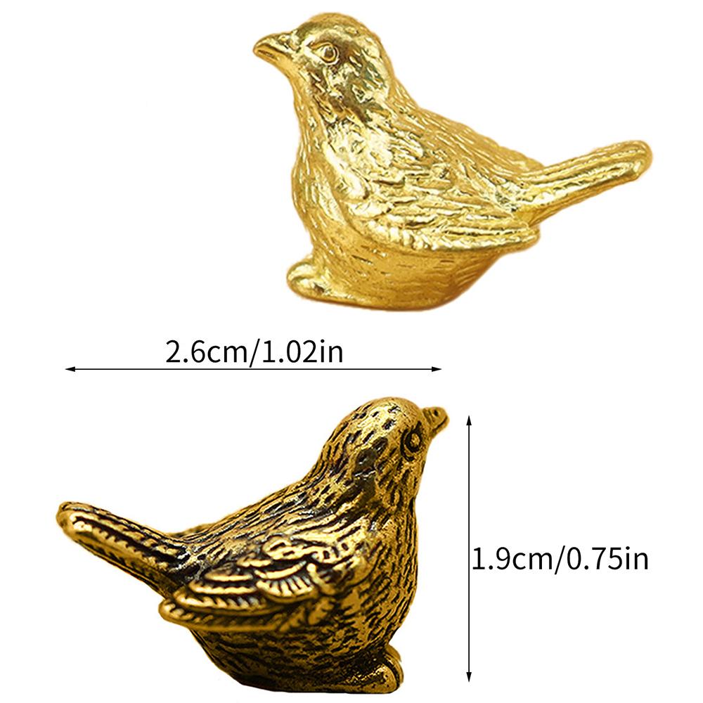 Sparrow Tea Pet Vintage Brass Mini Sparrow Bird Figurine Ornament Sculpture  Home Office Desktop Decor