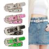 Women Belt Glitter Sequins Shiny Rhinestones Multi Holes Adjustable Length Waistband Imitation Leather Street Style Belt