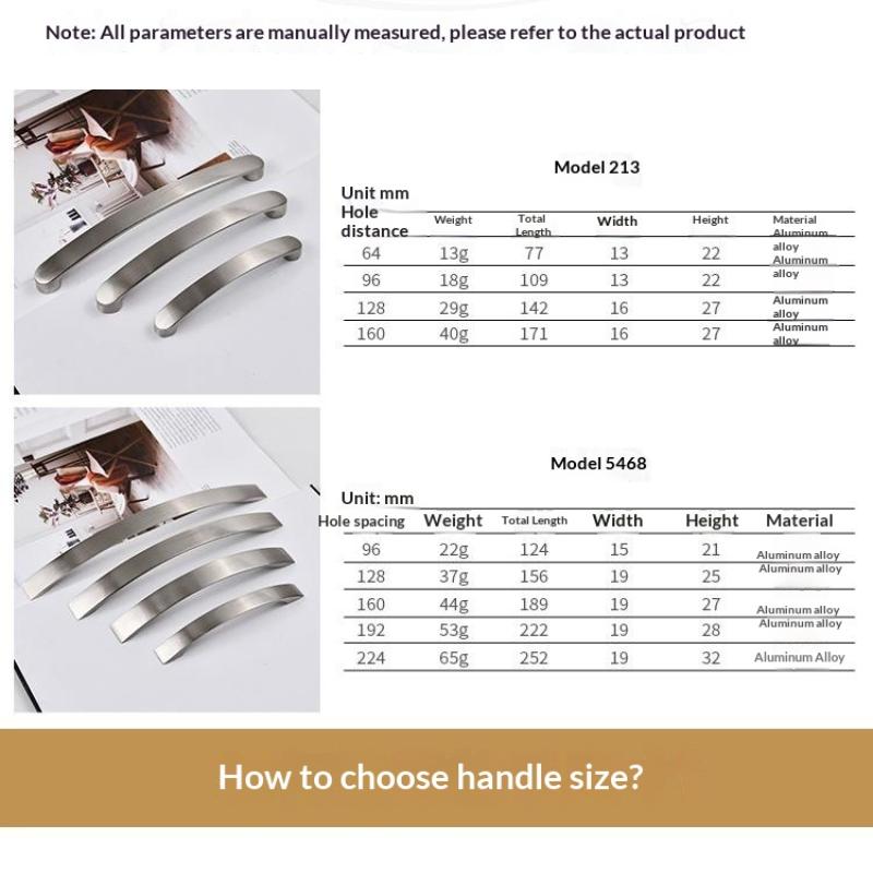 Kitchen Drawer Handles Knobs Lightweight Aluminum Alloy Drill Free Optional Pulls for Cabinet Cupboard Wardrobe Door Decor