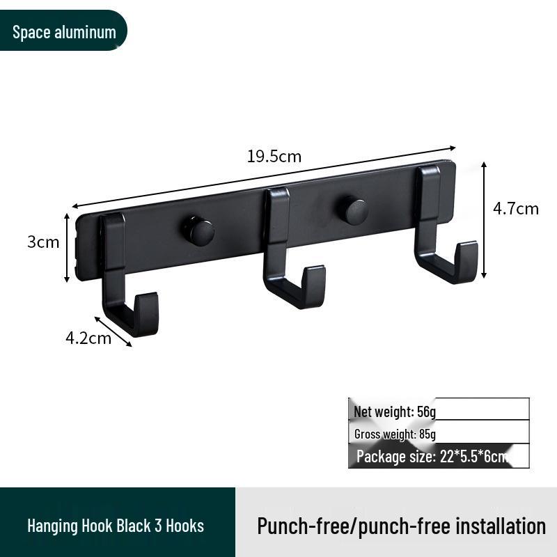 Space Aluminum No-Drill Clothes Hook for Bedroom/Bathroom Doors