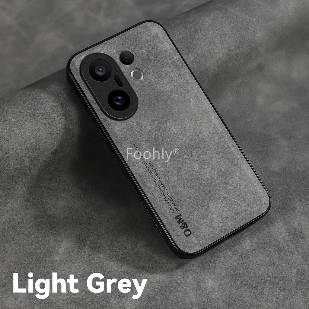Nubuck Leather Shockproof Magnetic Case for Vivo X200 FE Protective Cover Back Shell Coque Funda