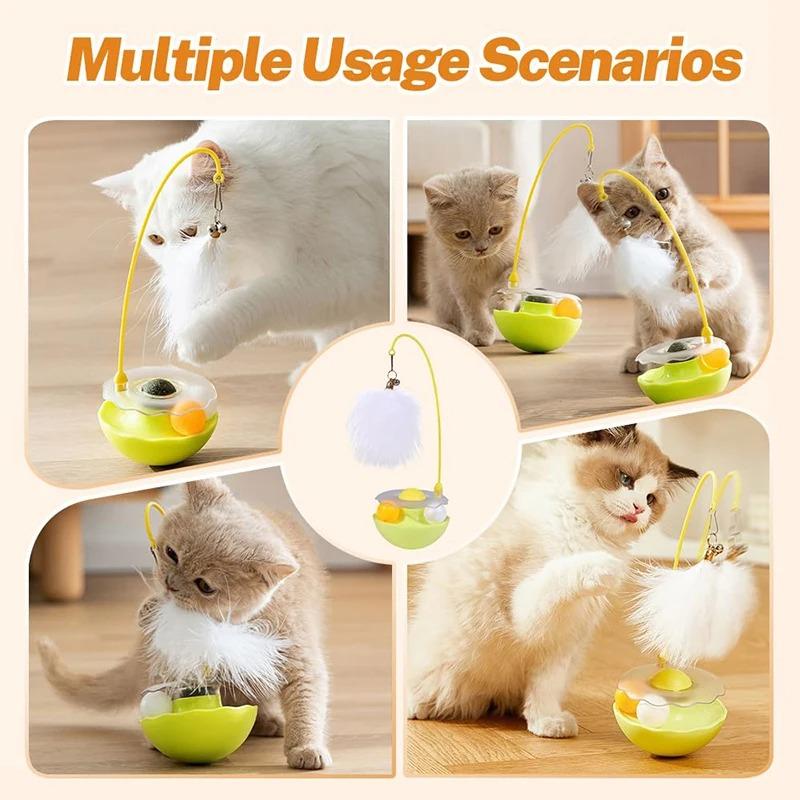 Tumbler Feather Cat Toy Automatic Interactive Teasing Stick Cat Mint Feather Bell Rotation Self Relaxing Cat Exercise Supplies