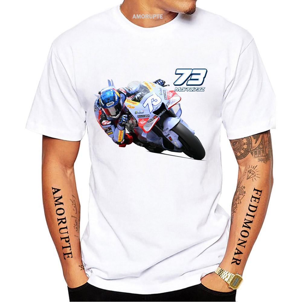 Alex Marquez 73 GP Riding T-Shirt Newest Summer Men Short Sleeve Hip Hop Style Boy Casual White Tops Cool Motorcycle Rider Man Tees