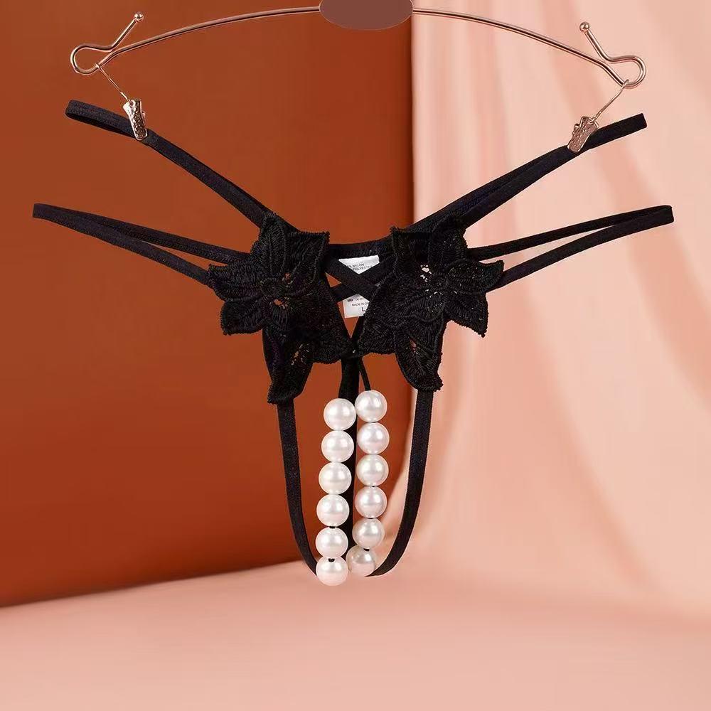 Women's Extra Large Pearl Massage Crotchless Temptation Thong