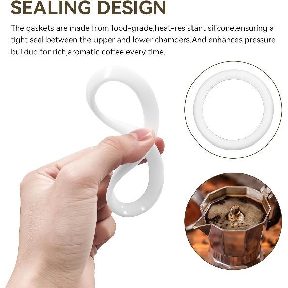 BIA640310 Replacement for Bialetti Moka Express Dama 9 Cups Espresso Gasket Coffee Parts Kit - Gasket Coffee With 6 Pcs Silicone Sealing & 2 Pcs