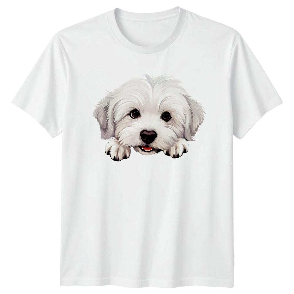 Cute White Dog Peek A Boo TShirt Adorable Puppy Graphic Tee S