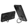 For iPhone 15 Pro Magnetic Case Rotating Metal Kickstand Shockproof PC+TPU Phone Back Cover