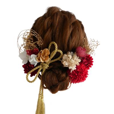 [Bria] Preserved Flower Hair Ornament (Red) for Coming-of-Age Ceremonies, Graduations, Weddings, Shichi-Go-San, and Japanese Clothing