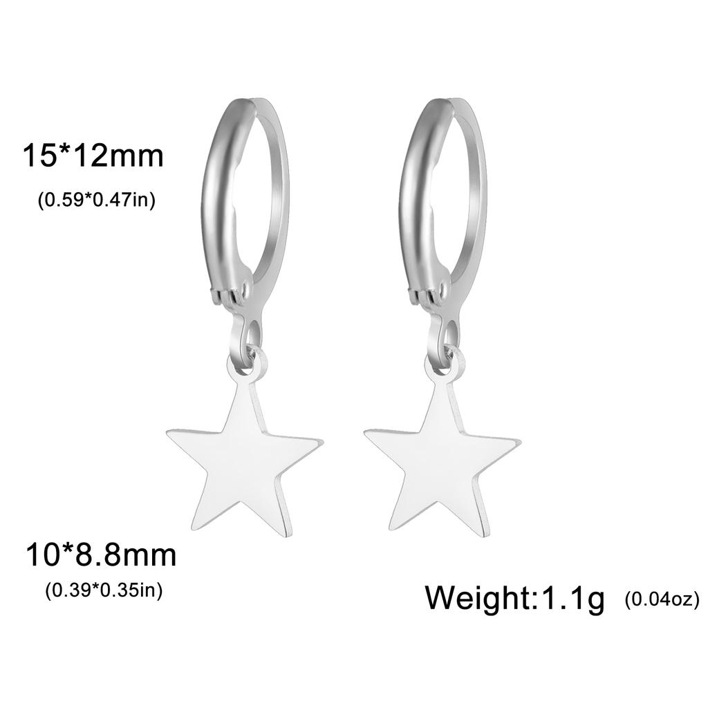 Moon Star Drop Earrings for Women Gold Stainless Steel Hoop Earrings Simple Fashion Jewelry Gift