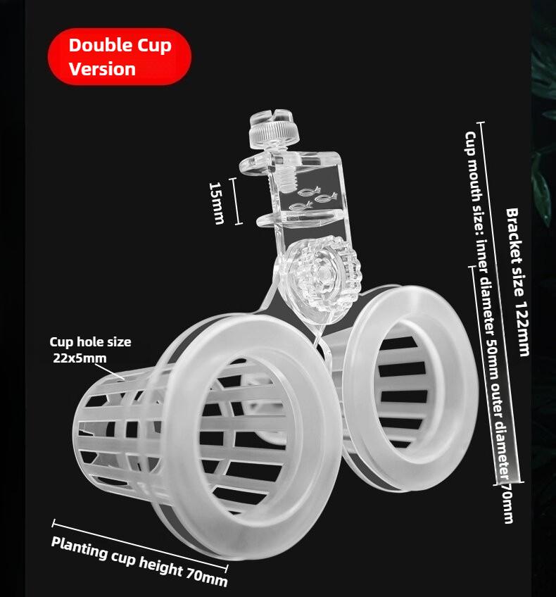 

New Aquarium Planting Basket Hydroponic Support Hangable Fish Tank Water Grass Double Cup Aquatic Plant Holder Wall Hanging Pot