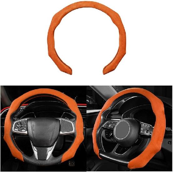 Mandark Car Steering Wheel Cover, Suede Sport Vehicle Steer Wheel Protector Fitting 15 Inch, Non-Slip Comfortable Automotive Interior Decoration
