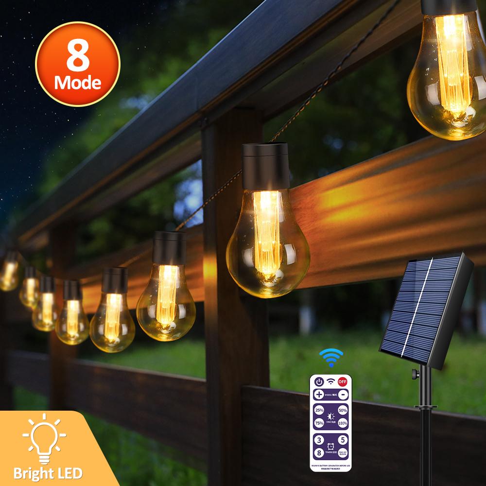 

11.7M/8.9M LED String Lights Solar Outdoor Light with Remote Control & USB, 8 Modes IP65 Waterproof for Garden, Terrace, Balcony 8.9m теплый белый
