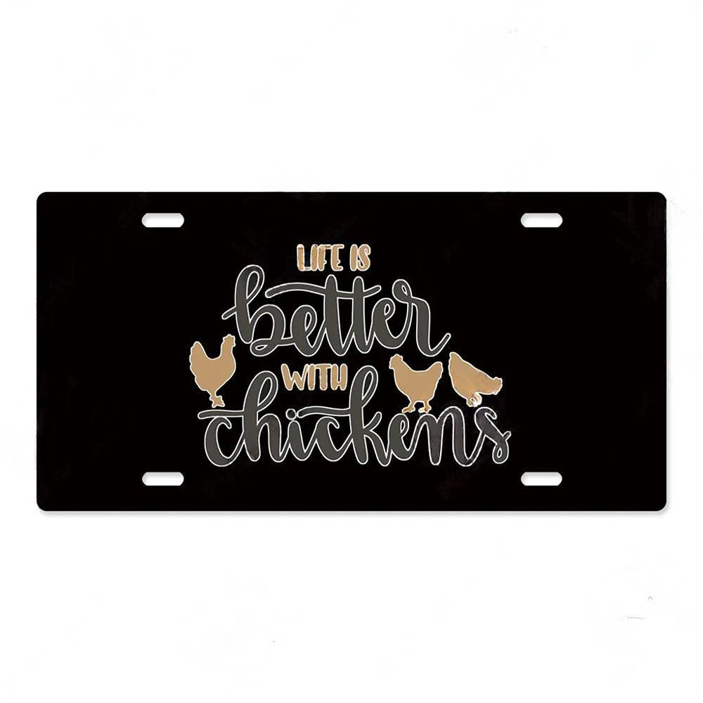 Vintage Metal Chicken Licenses Plate Signs Decor Plaque Metal Decoration for Hen House Door Farmhouse
