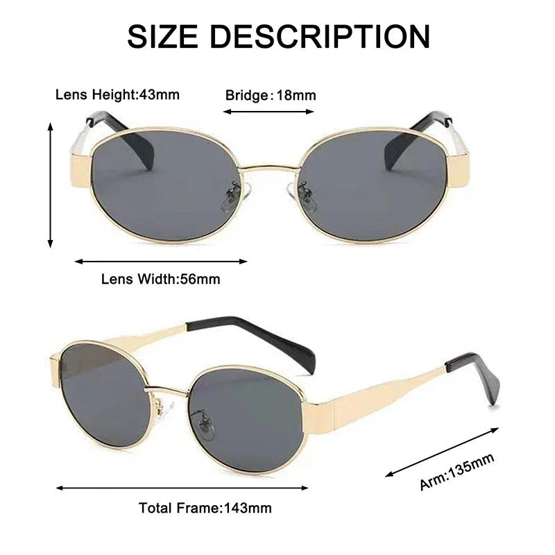 Trendy Retro Oval Sunglasses for Women Men Small Metal Frame Sun Glasses Ladies Shades