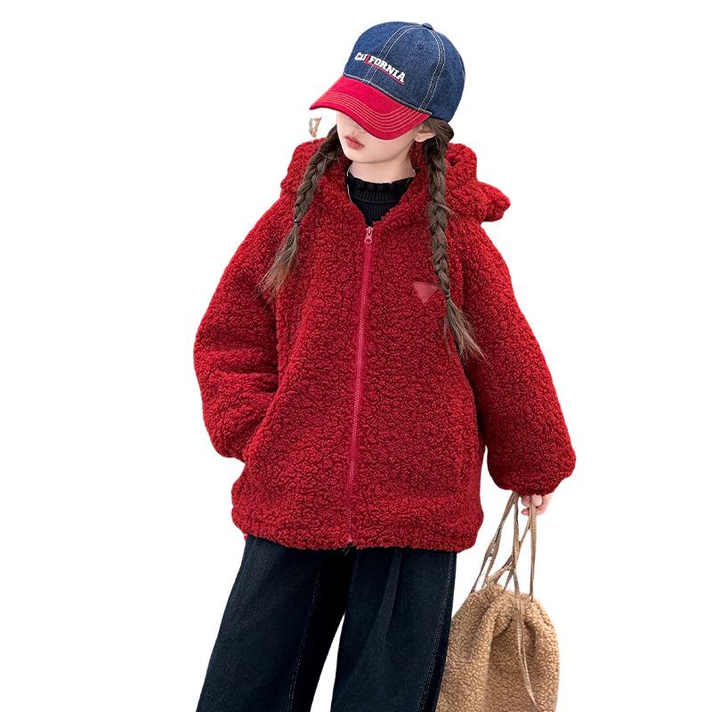 Dziewczęca pikowana kurtka z wełny jagnięcej - Jesień/Zima 2025, Modna i pogrubiona dla dzieci w wieku średnim i starszym