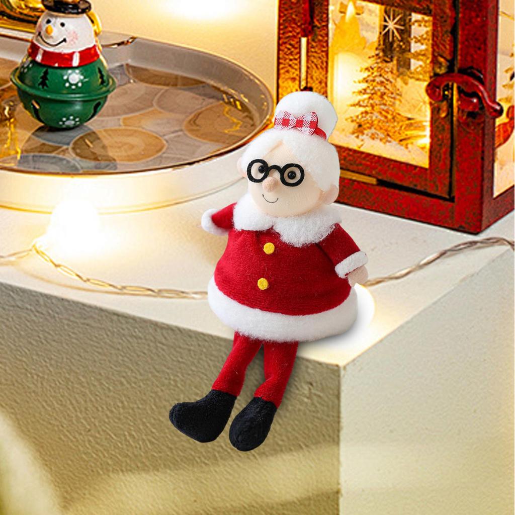 Santa Claus Toy Soft Christmas Santa Claus Sitting Plush Holiday Plush Ornament Decoration for Car Shelf Home Living Room Indoor