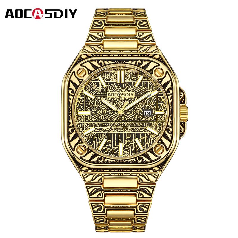 Vintage Men Quartz Watch Luxury Auto Calendar Specific Lines Stainless Steel Strap Wristwatch For Mans Analog