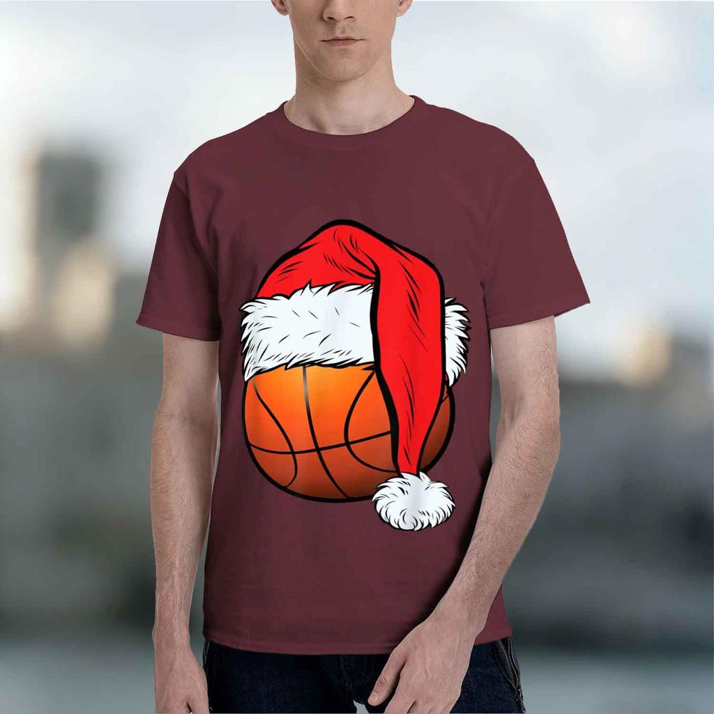 Christmas Basketball Design Unisexs Tshirt Holiday Sports Theme Winter Season Gift For Basketball Fans 2026 New Model Shortsleev