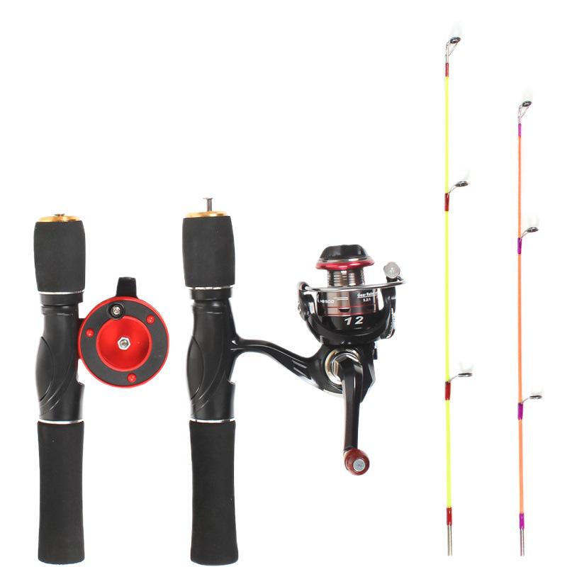 Ice Fishing Ultra-Hard Casting Rod Set: Compact, Solid Core, Short Gun Handle for Winter and Raft Fishing.
