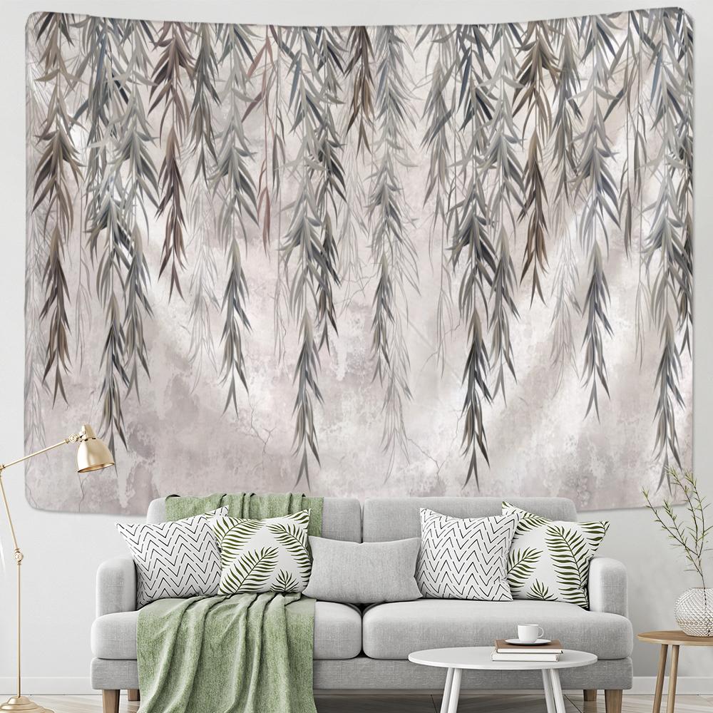 

Гобелен с ветками ивы, настенный гобелен с зелеными растениями, богемный гобелен в стиле хиппи, ткань Мандала, домашний декор комнаты 275x180cm