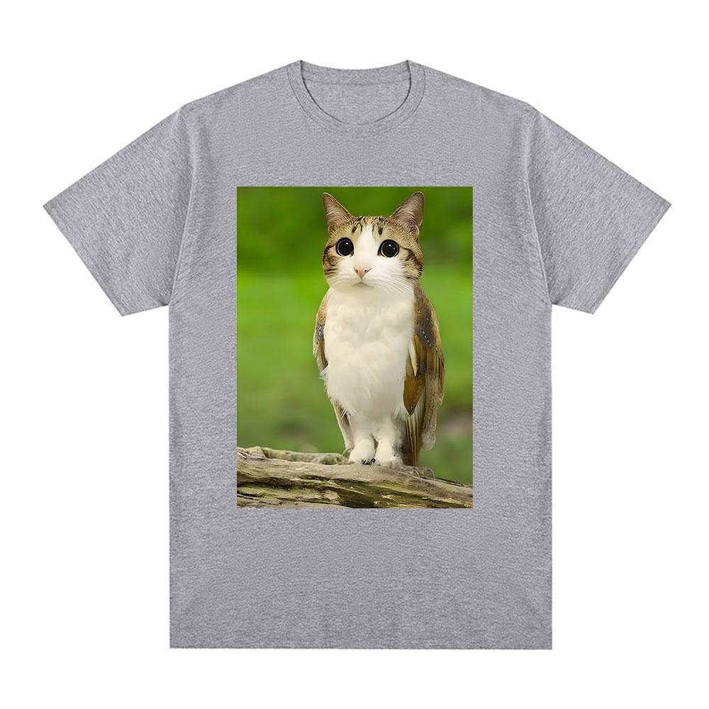Cat Owl Funny Meowl Meme Brainrot T-shirts Men's Women Clothing Fashion Harajuku Short Sleeves T-shirt Cotton Oversized T Shirts