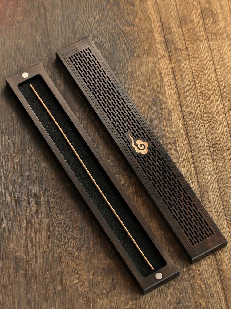 Purple Ebony & Sandalwood Incense Holder - Wooden Agarbatti Stand for Indoor Use.