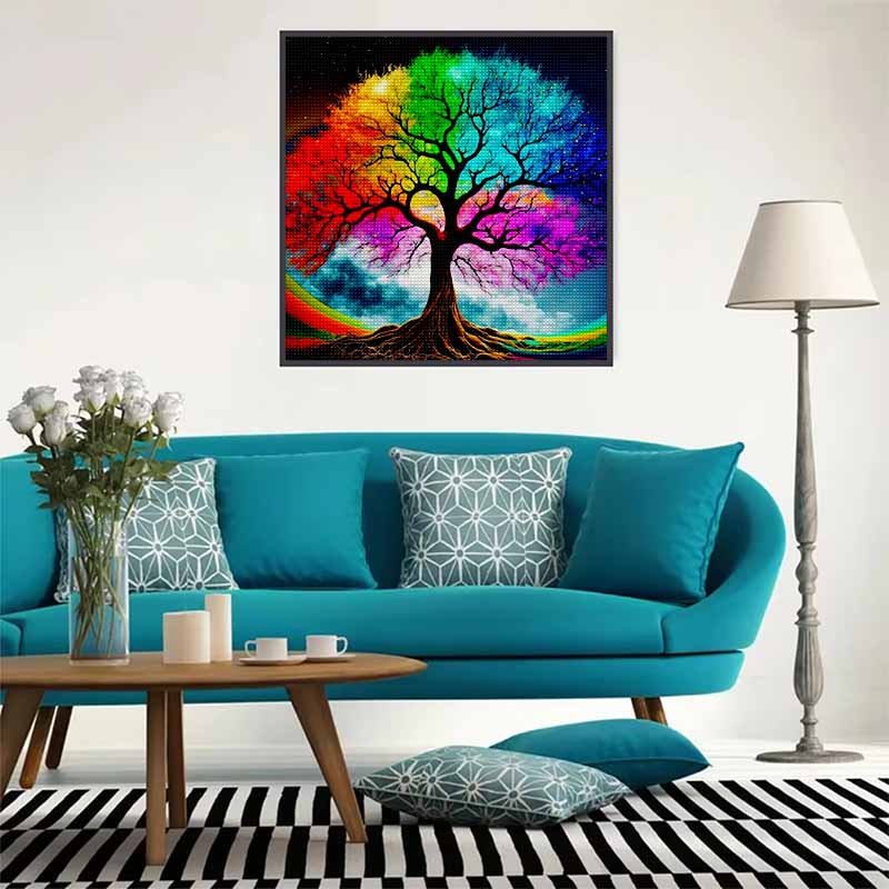 New Arrival 5D DIY Full Circle Diamond Painting "Colorful Tree" Embroidery Cross Stitch Home Decor Gift