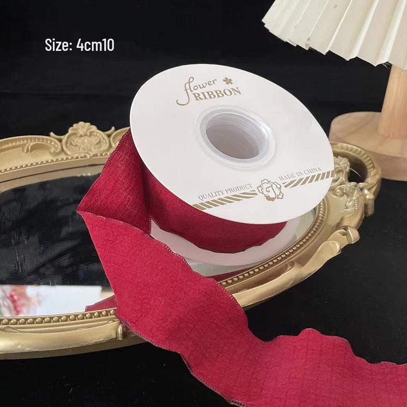 Pleated Silk Ribbon with Floral Ruffles for Gift Wrapping and Decorative Tying