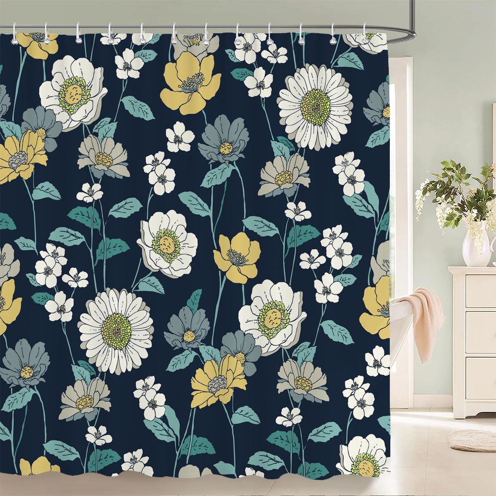 Waterproof Flower Leaves Shower Curtain For Bathroom Bath Curtains 3D Print Polyester Fabric Decor Multi-Size Shower Curtains