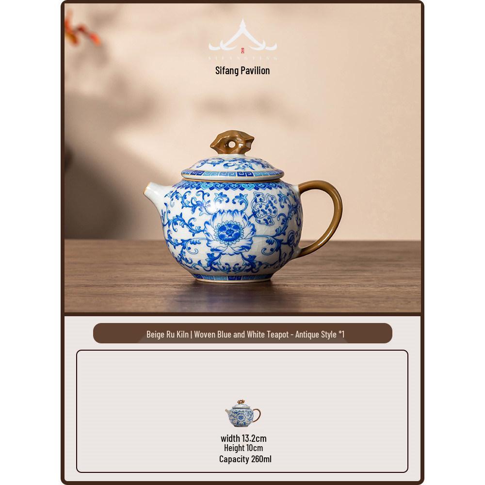 Jun Ware Blue and White Teapot: Chinese High-End Large Size for Brewing Tea Kung Fu Style 2026