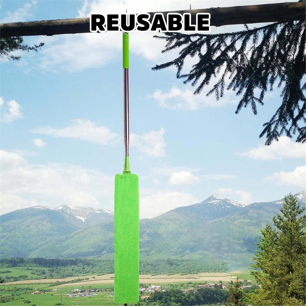 Retractable Dust Cleaner for Under Appliances, Flat Duster with Telescopic Pole