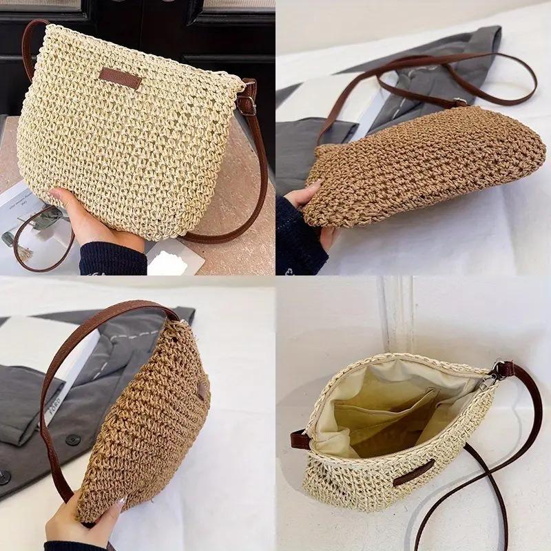 Casual Messenger Straw Woven Bag New Summer Simple Hand Straw Bag Woven Bag Vacation Beach Bag Versatile Women's Bag Factory