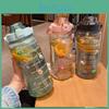 Large Capacity 2l Sports Straw Water Bottle With Time Marker And Fun Stickers