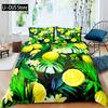 Nature Bedspread Lemon Tree Branches Gardening Design Decorative Quilted 3 Piece Coverlet Set with 2 Pillow Shams Full Size