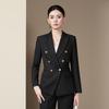 Teluoman Women's Double-Breasted Business Casual Suit Set