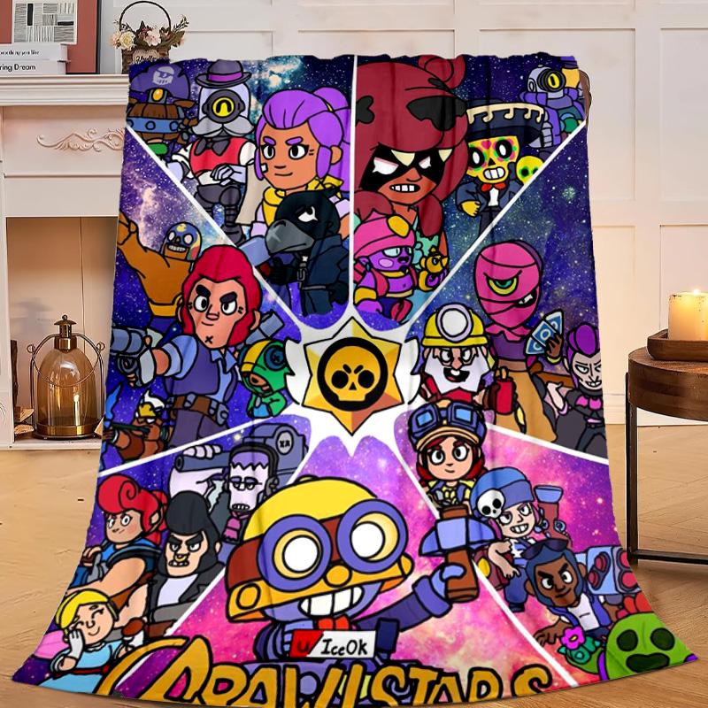 1PC Game Brawl Adventure Heroes Flannel Blanket Gift, Suitable for Both Men And Women, Soft Ideal for Beds And Sofa, Birthday Or Christmas Gift