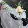 Elegant Blue Bridal Car Mirror Plant Ornament Synthetic Cloth Arrangement For Outdoor Wedding Event
