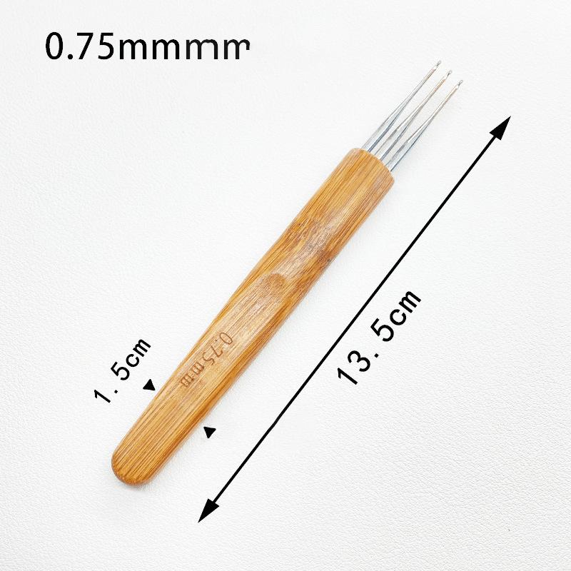 3Pcs 0.5/0.75Mm Wooden Hair Crochet Needle Dreadlocks Braids Hair Crochet Hook Single/Double/Three Head Hair Crocheting Needles