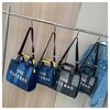 Women's 2025 Embroidered Denim Blue Retro Patchwork Handbag & Crossbody Tote