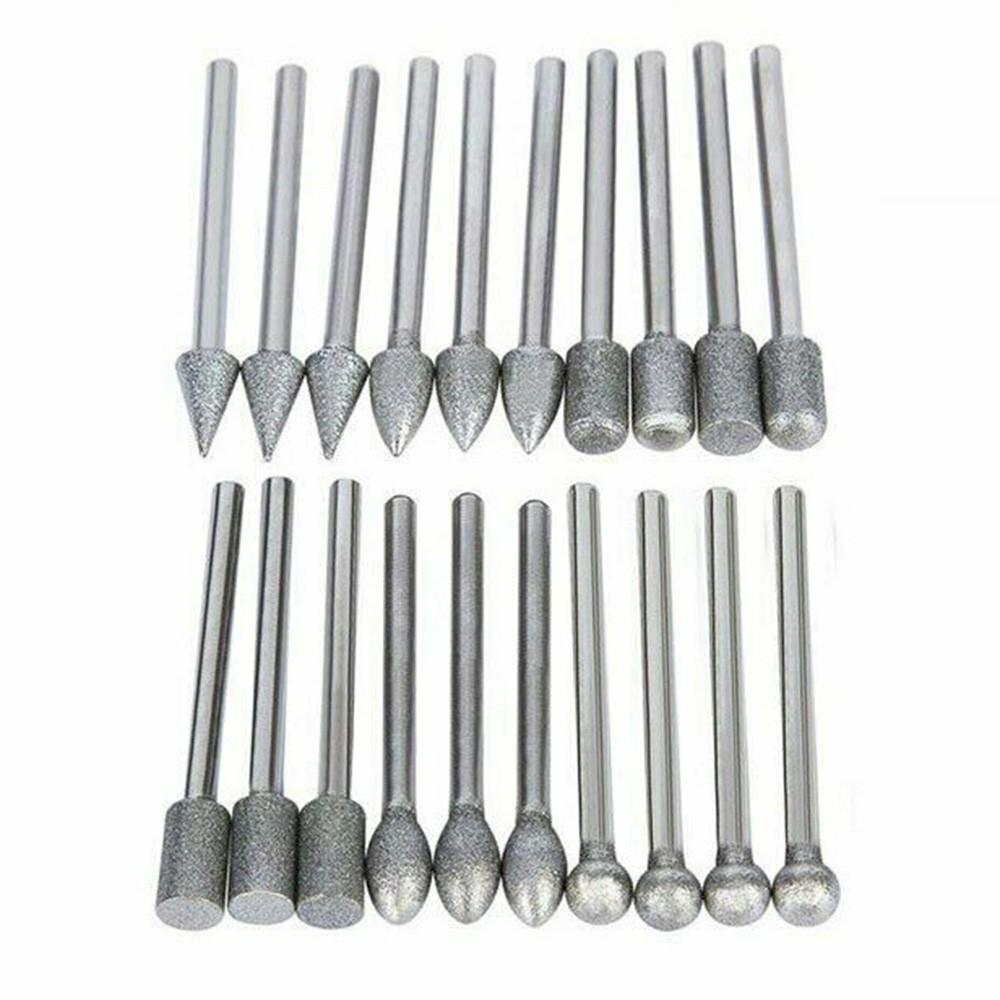 Glass Burr Drill Bits Metal Ceramics 20pcs Rotary tools Grinding Diamond