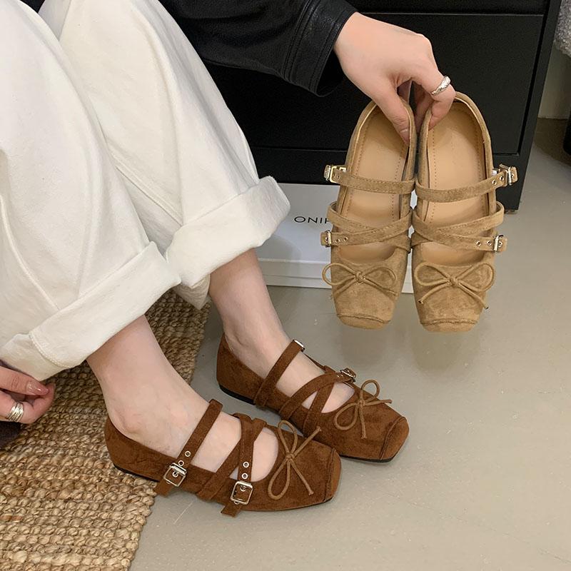Fashion Fashion Buckle Strap Ladies Mary Janes Flats Shoes Butterfly-Knot Footwear Soft Female Shallow Women Flats With Shoes