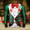 Fun Christmas Print Men's T-shirts Fake Suit Tie 3D Printed Round Neck T-shirt Street Casual Harajuku Men's Pullover Tops